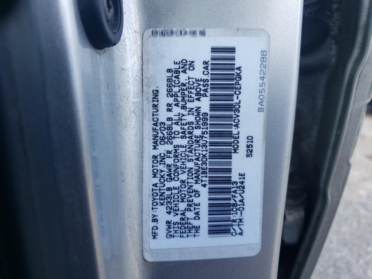 2003 TOYOTA CAMRY