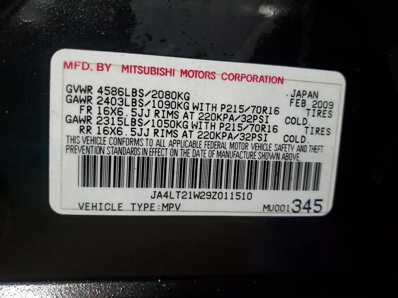 2009 MITSUBISHI outlander