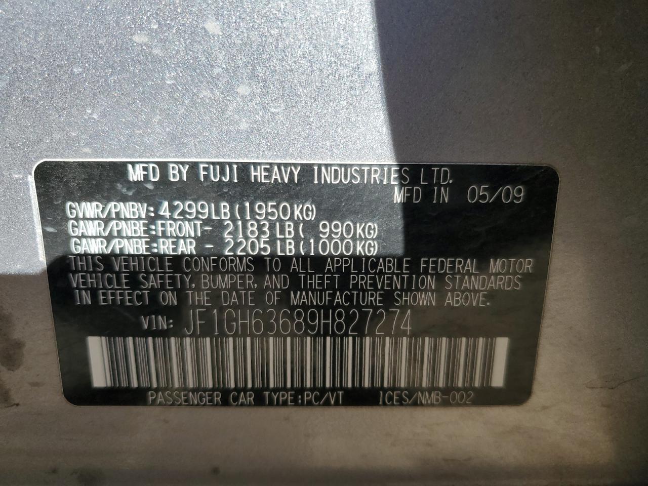 2009 SUBARU IMPREZA