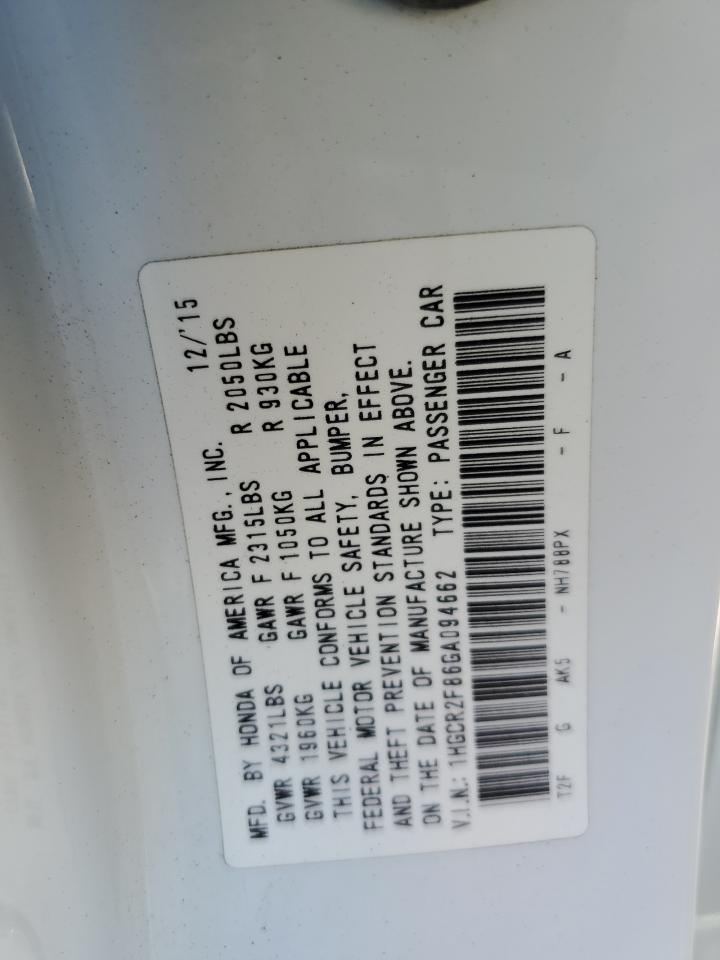 2016 HONDA ACCORD