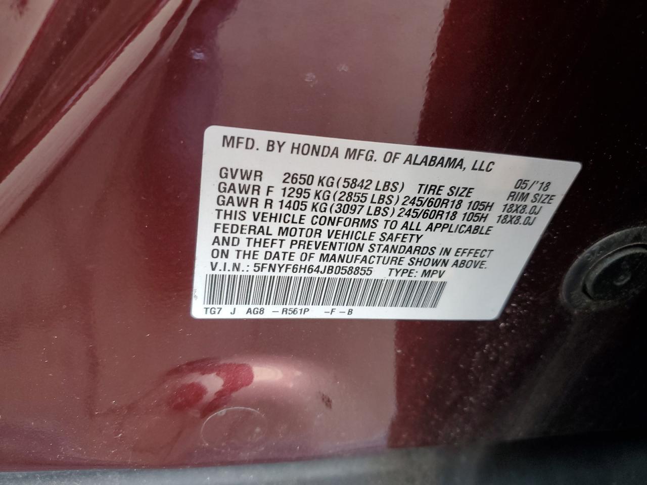 2018 HONDA PILOT