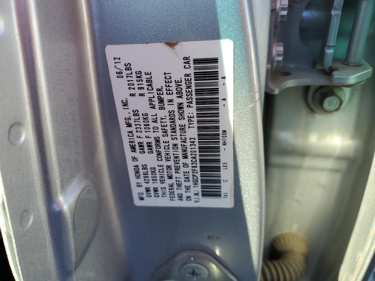 2012 HONDA ACCORD