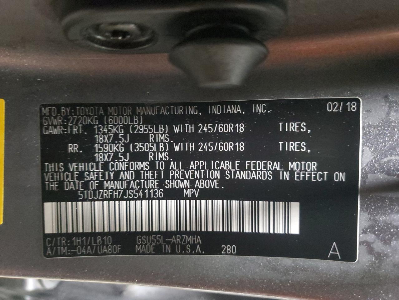 2018 TOYOTA HIGHLANDER