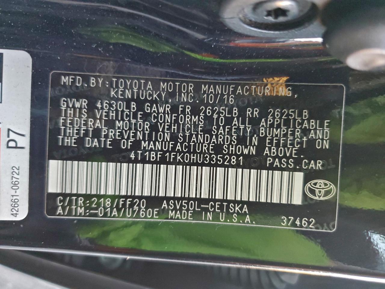 2017 TOYOTA CAMRY