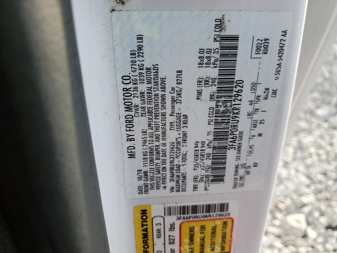 2019 FORD FUSION