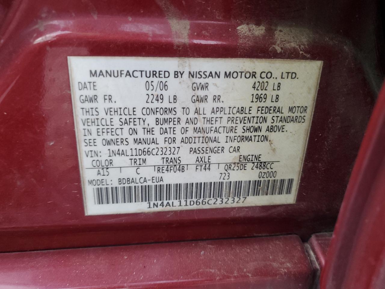 2006 NISSAN ALTIMA