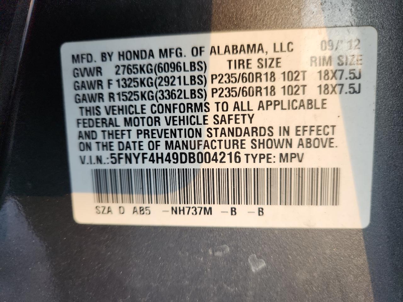 2013 HONDA PILOT