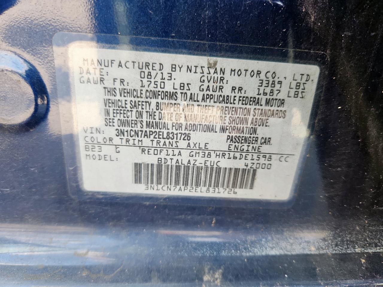 2014 NISSAN VERSA