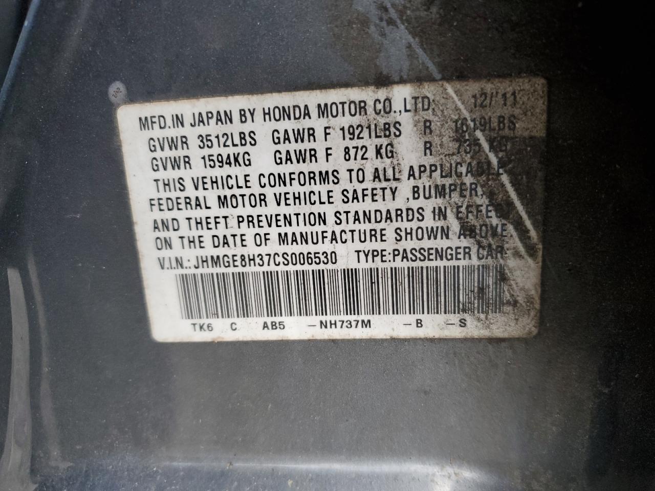 2012 HONDA FIT