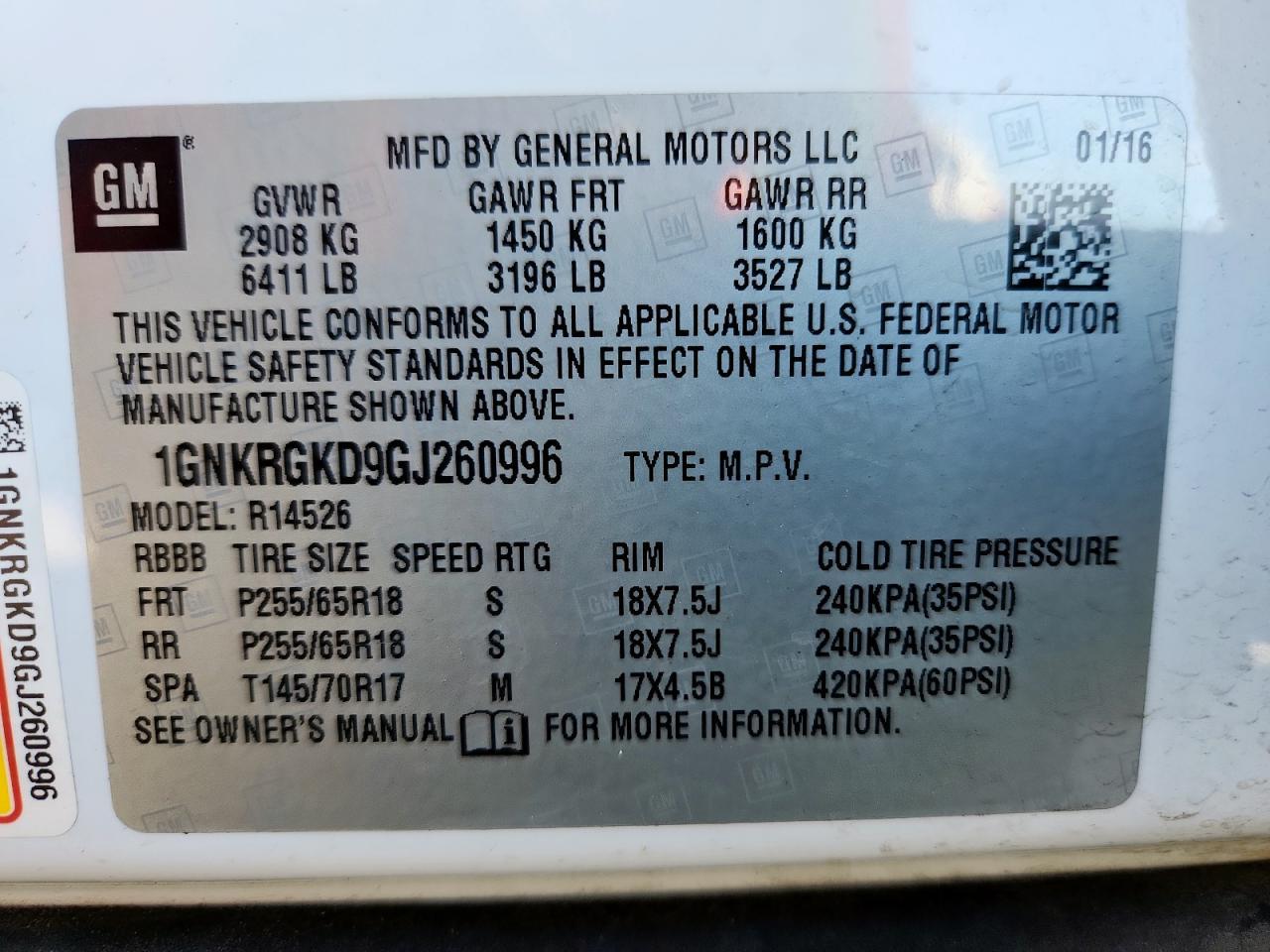 2016 CHEVROLET TRAVERSE