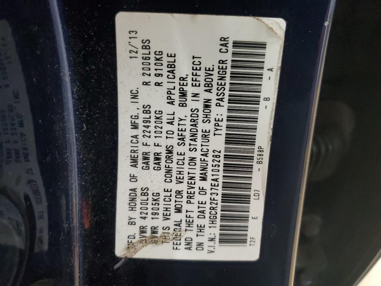 2014 HONDA ACCORD