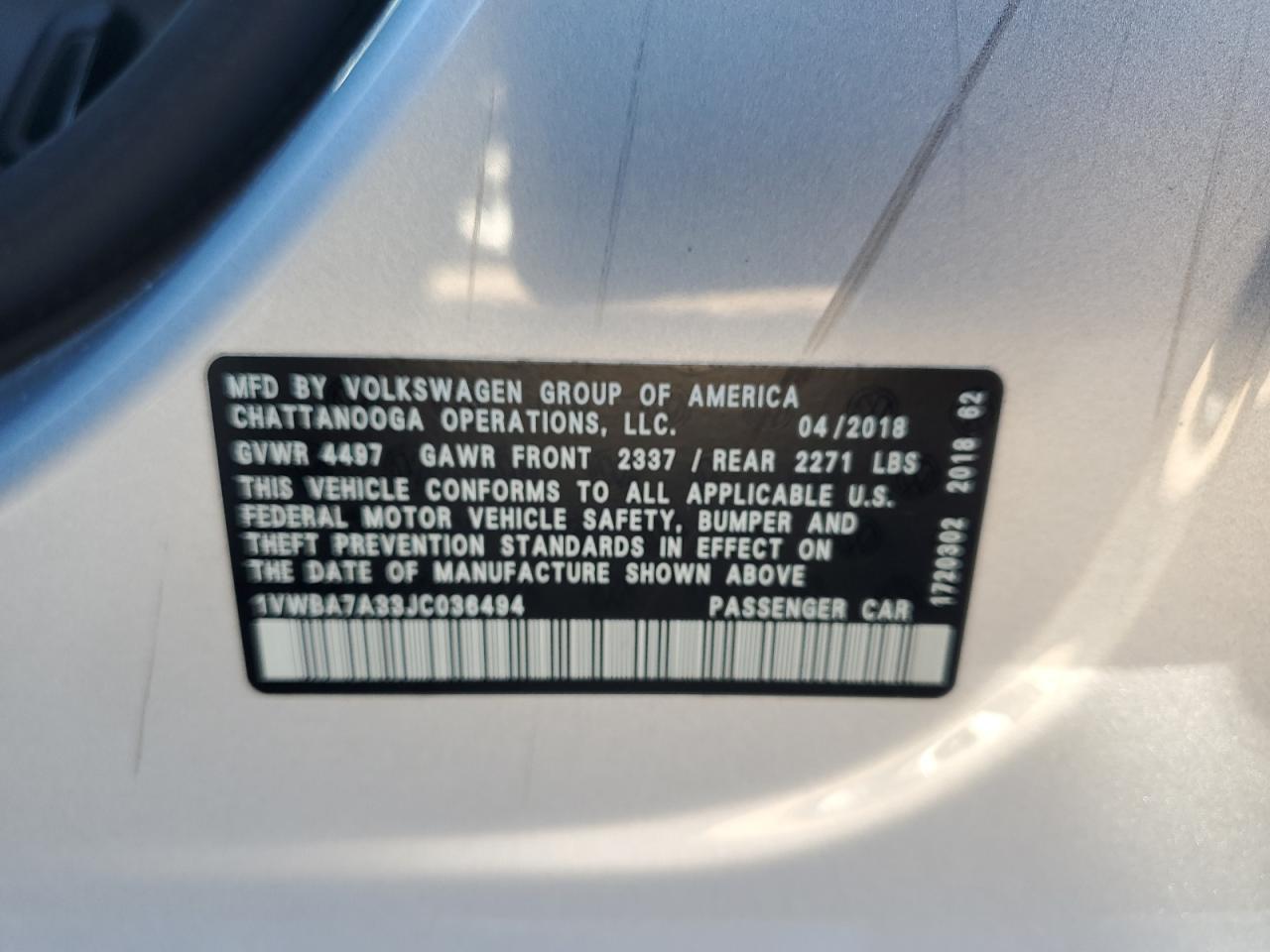 2018 VOLKSWAGEN Passat