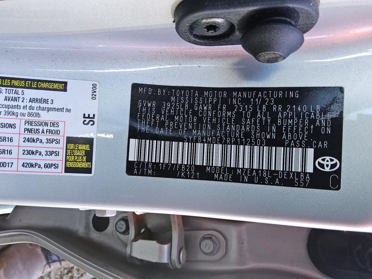 2024 TOYOTA COROLLA