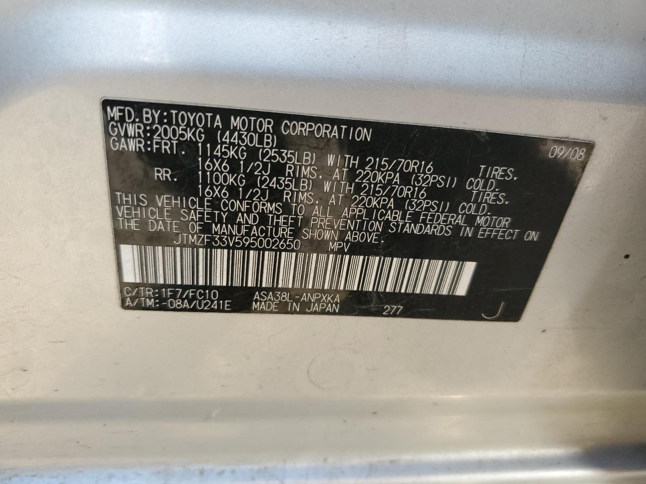 2009 TOYOTA RAV4