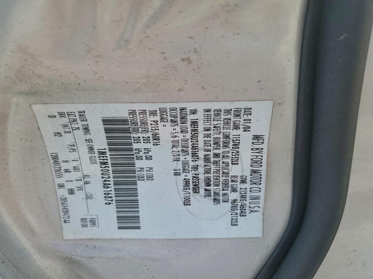 2004 MERCURY Sable