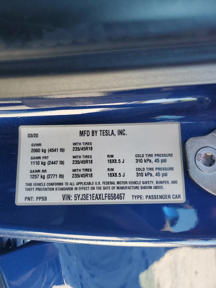2020 TESLA MODEL 3