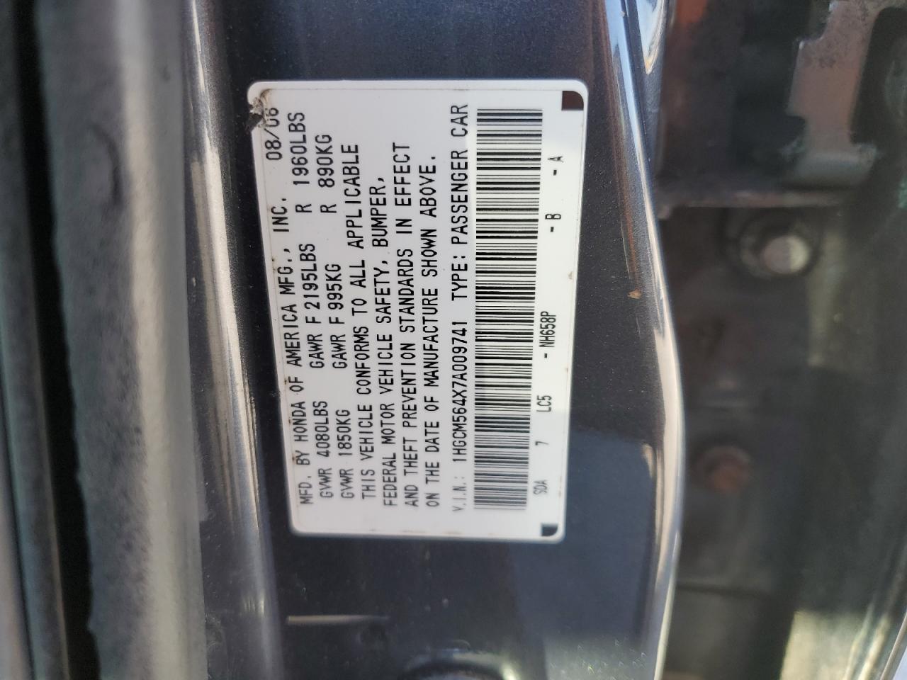 2007 HONDA ACCORD
