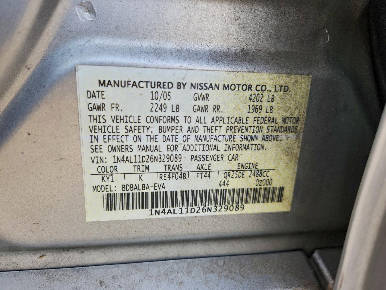 2006 NISSAN ALTIMA
