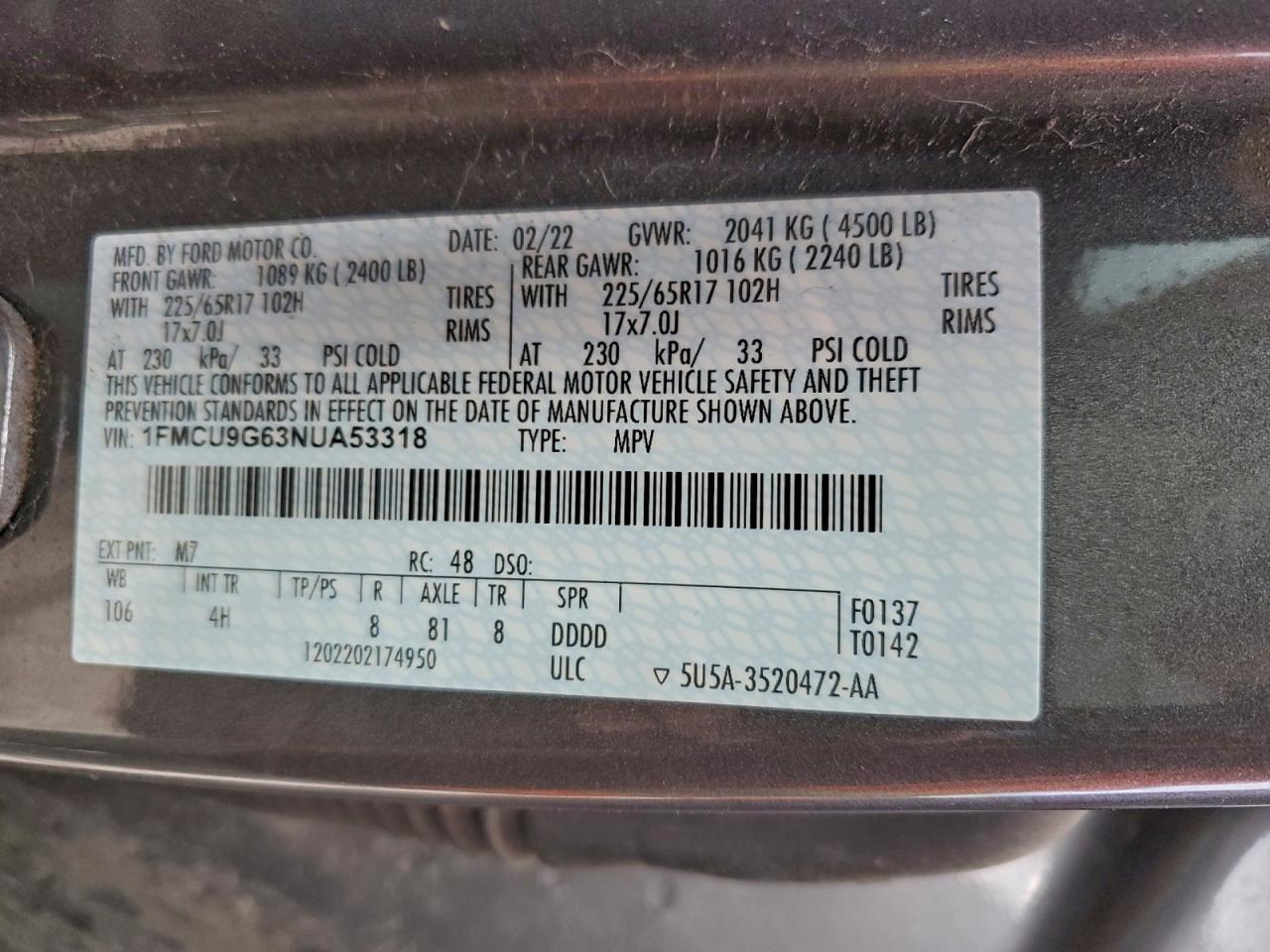 2022 FORD ESCAPE