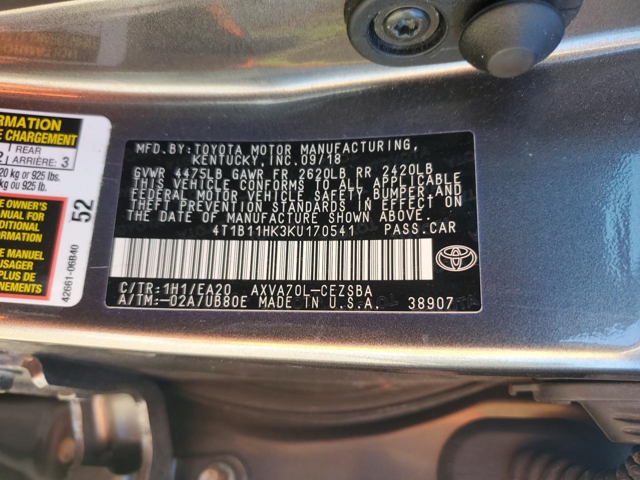 2019 TOYOTA CAMRY