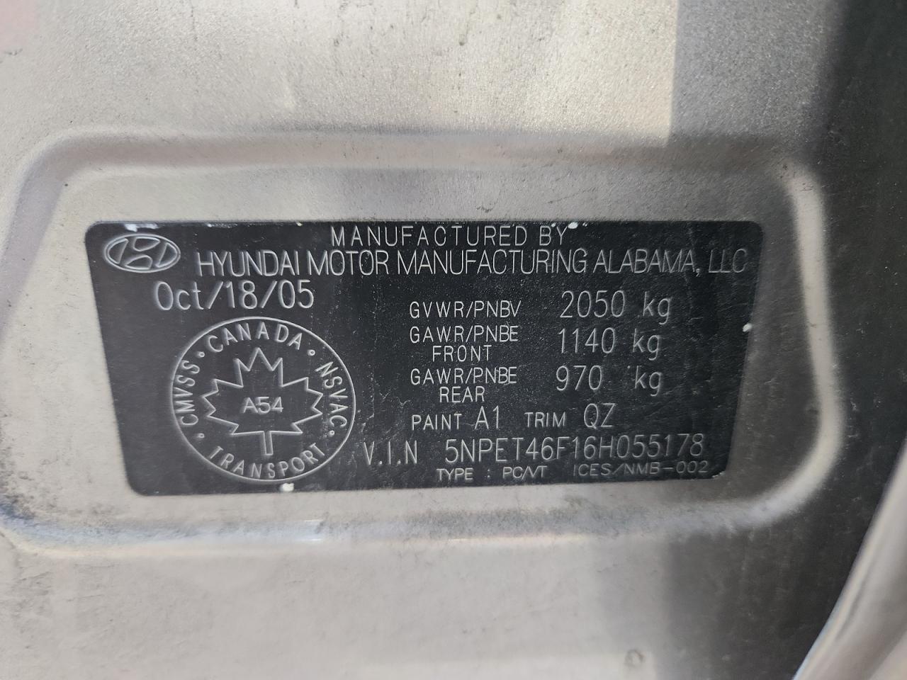 2006 HYUNDAI SONATA