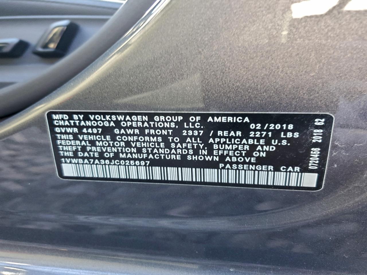 2018 VOLKSWAGEN Passat