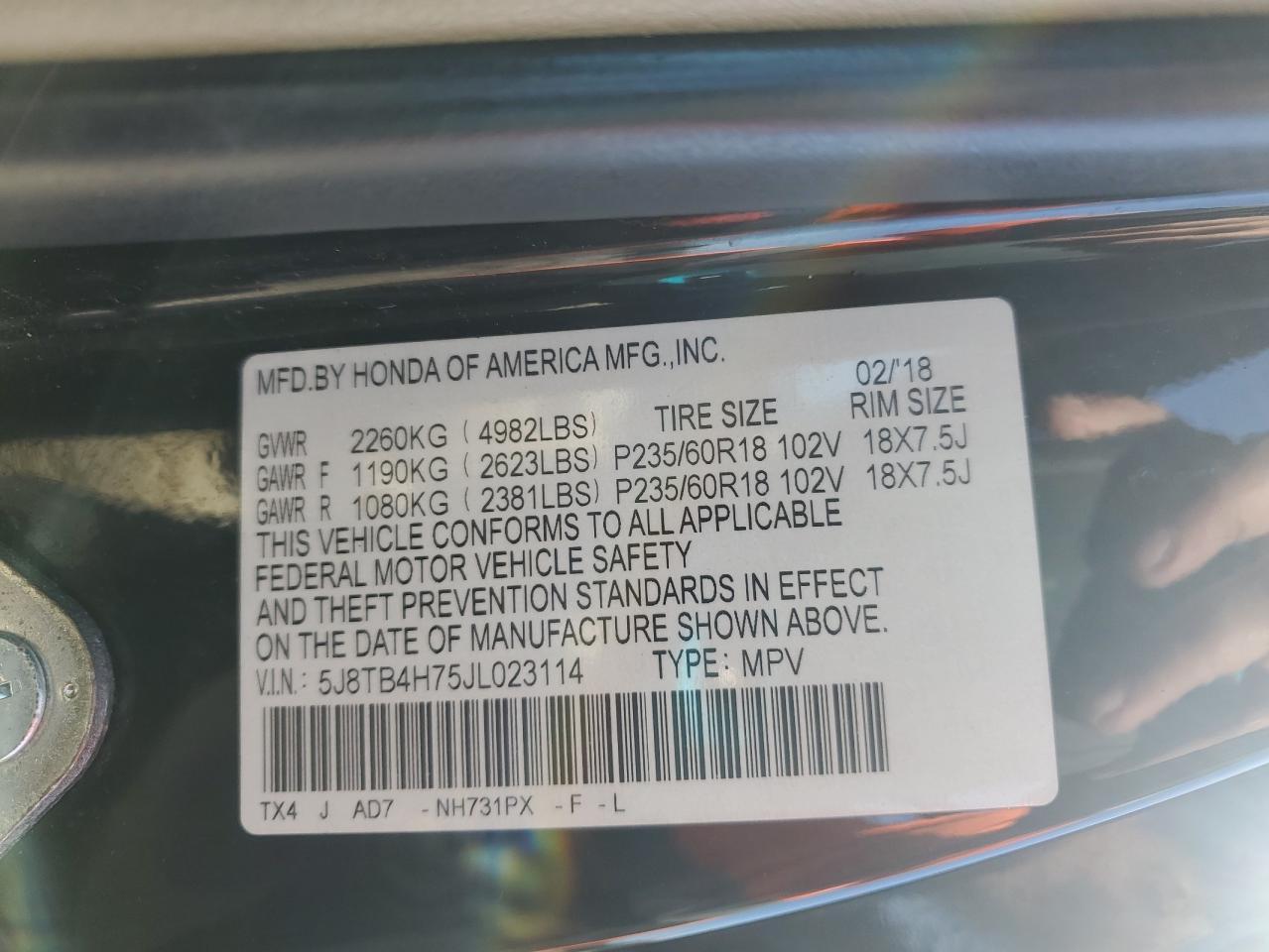 2018 ACURA RDX
