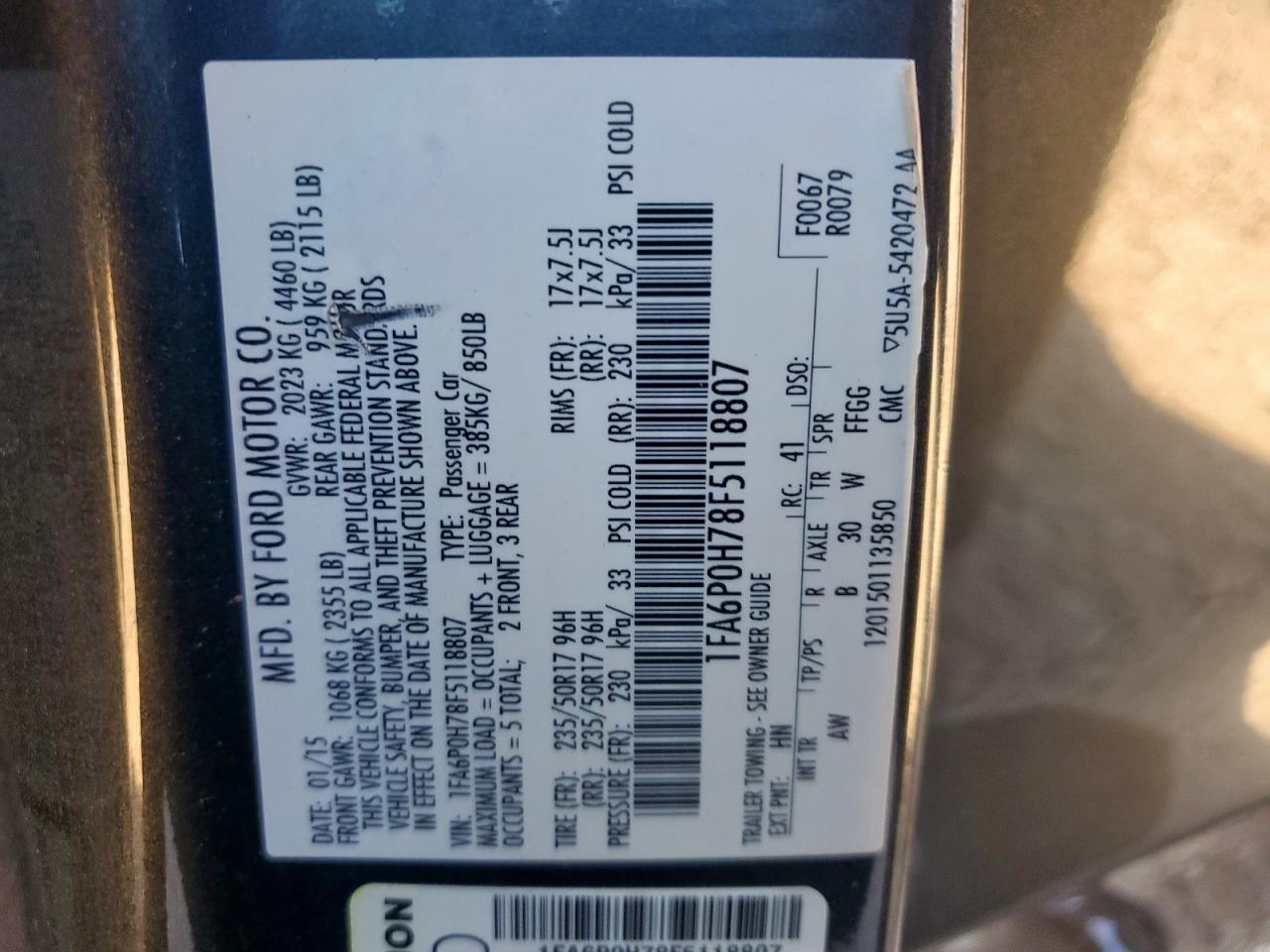2015 FORD FUSION