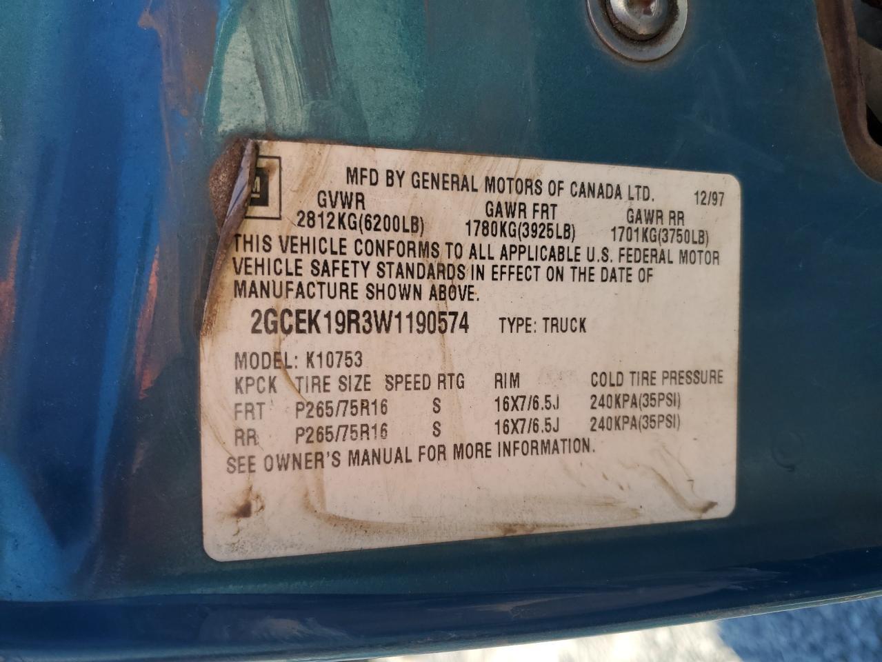 1998 CHEVROLET Gmt