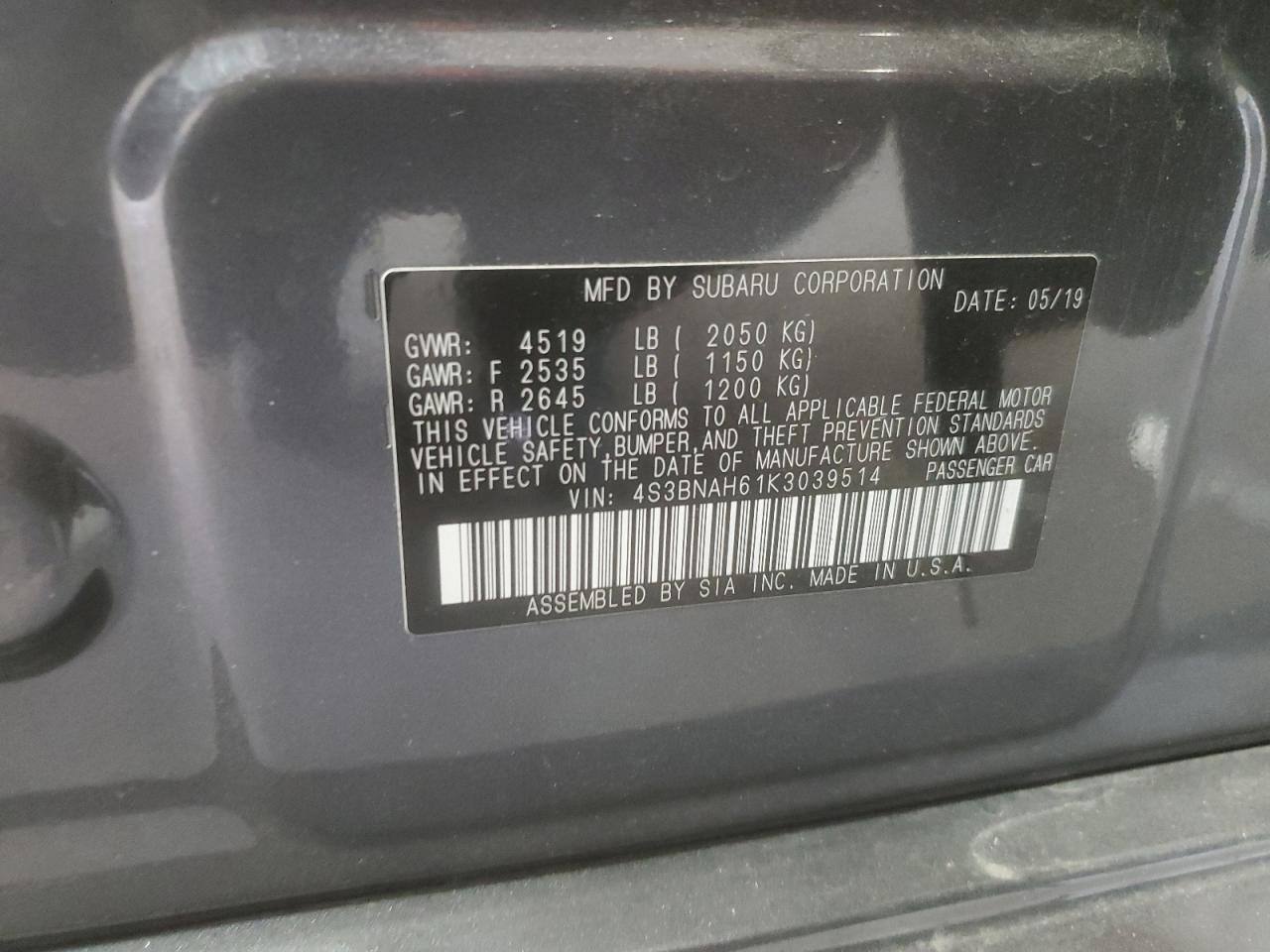 2019 SUBARU Legacy