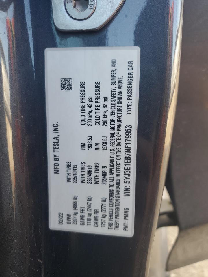2022 TESLA MODEL 3