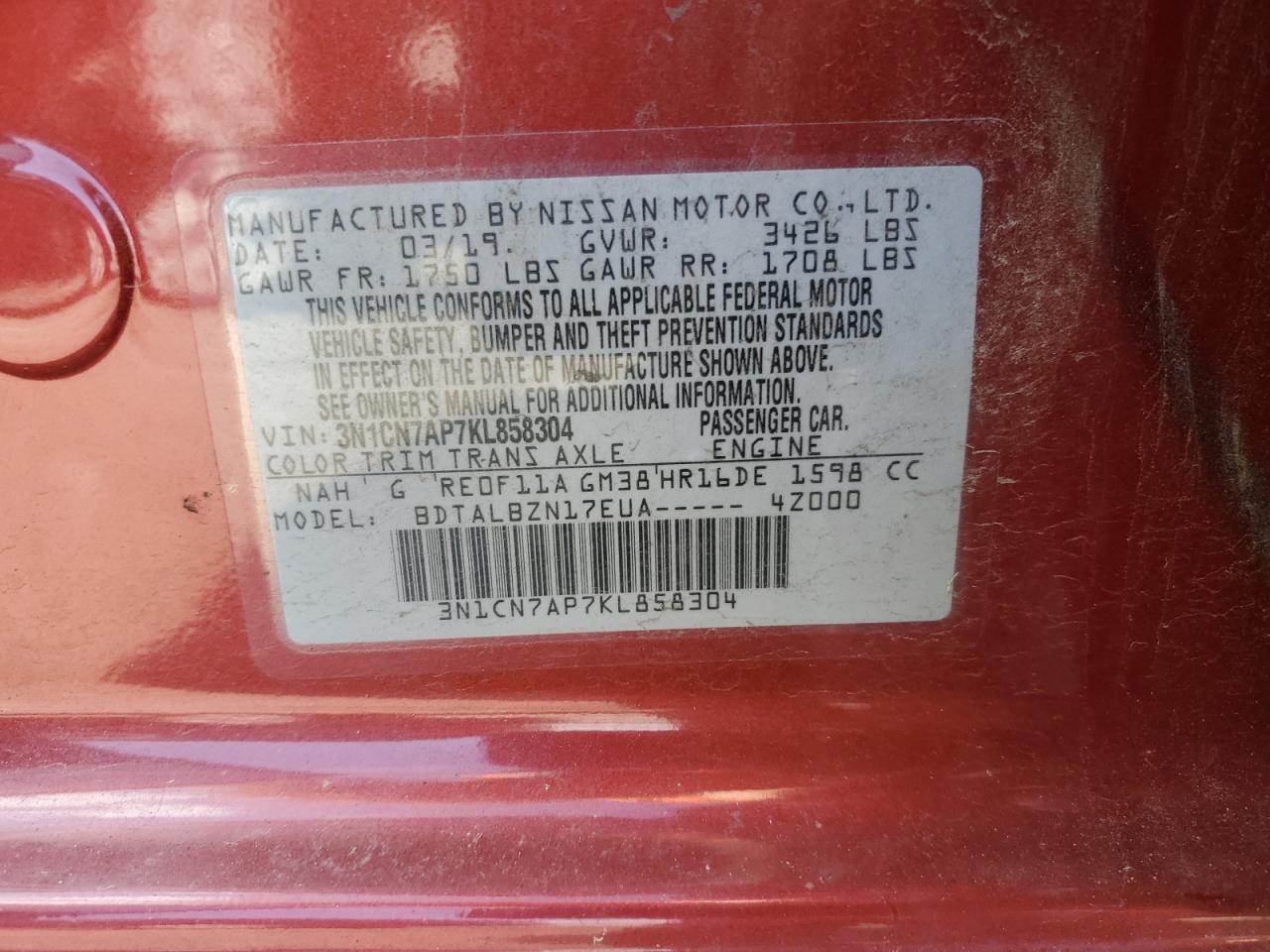 2019 NISSAN VERSA