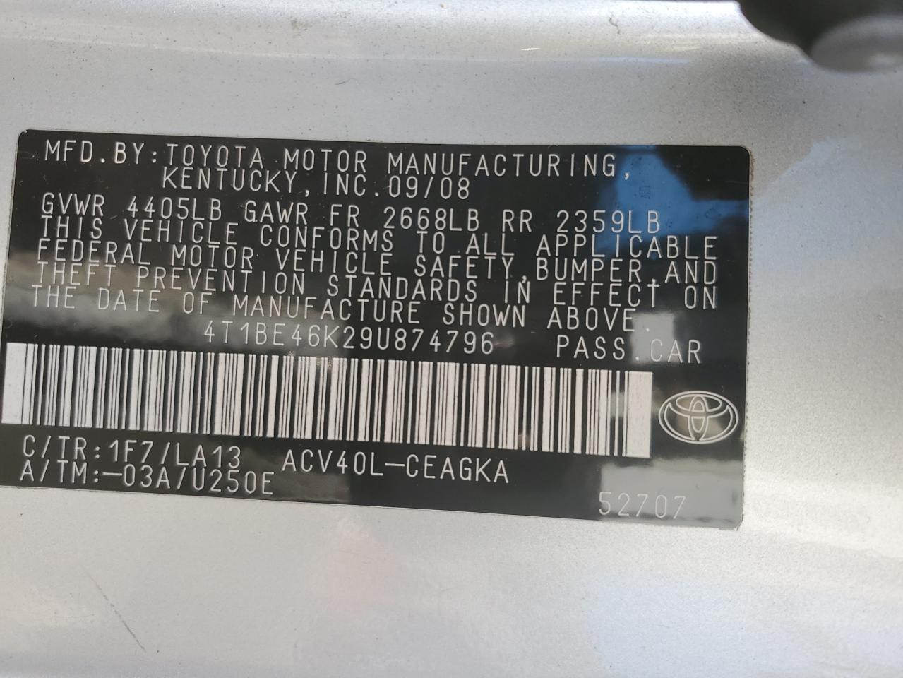 2009 TOYOTA CAMRY