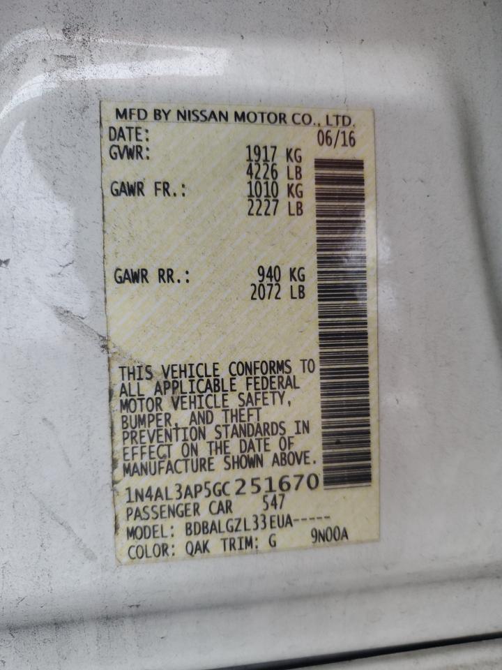 2016 NISSAN ALTIMA