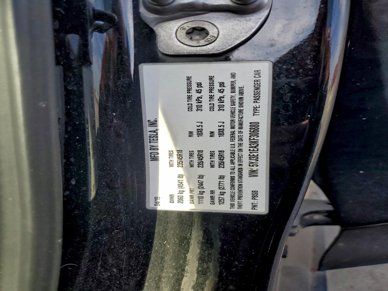 2019 TESLA MODEL 3