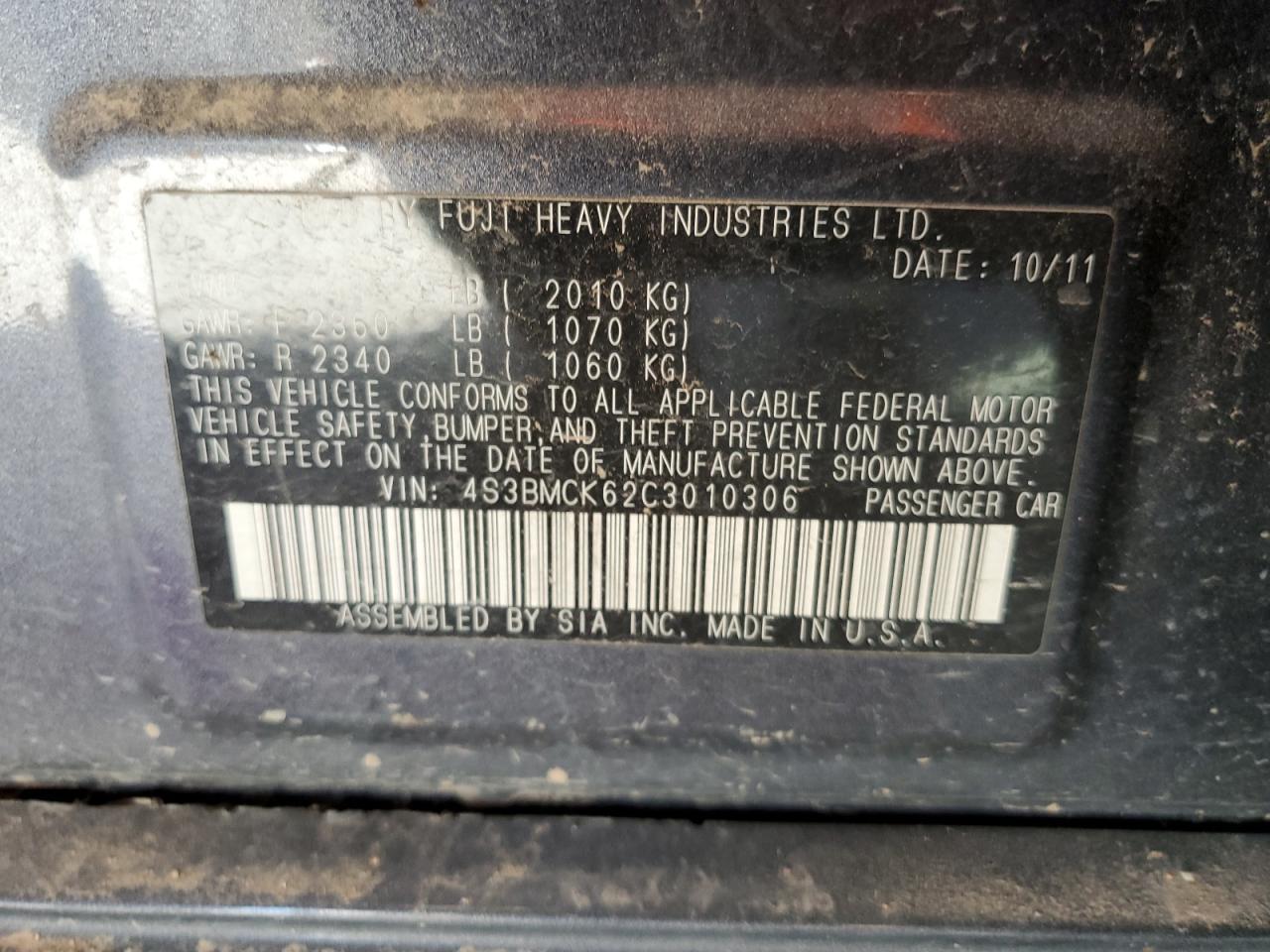 2012 SUBARU Legacy