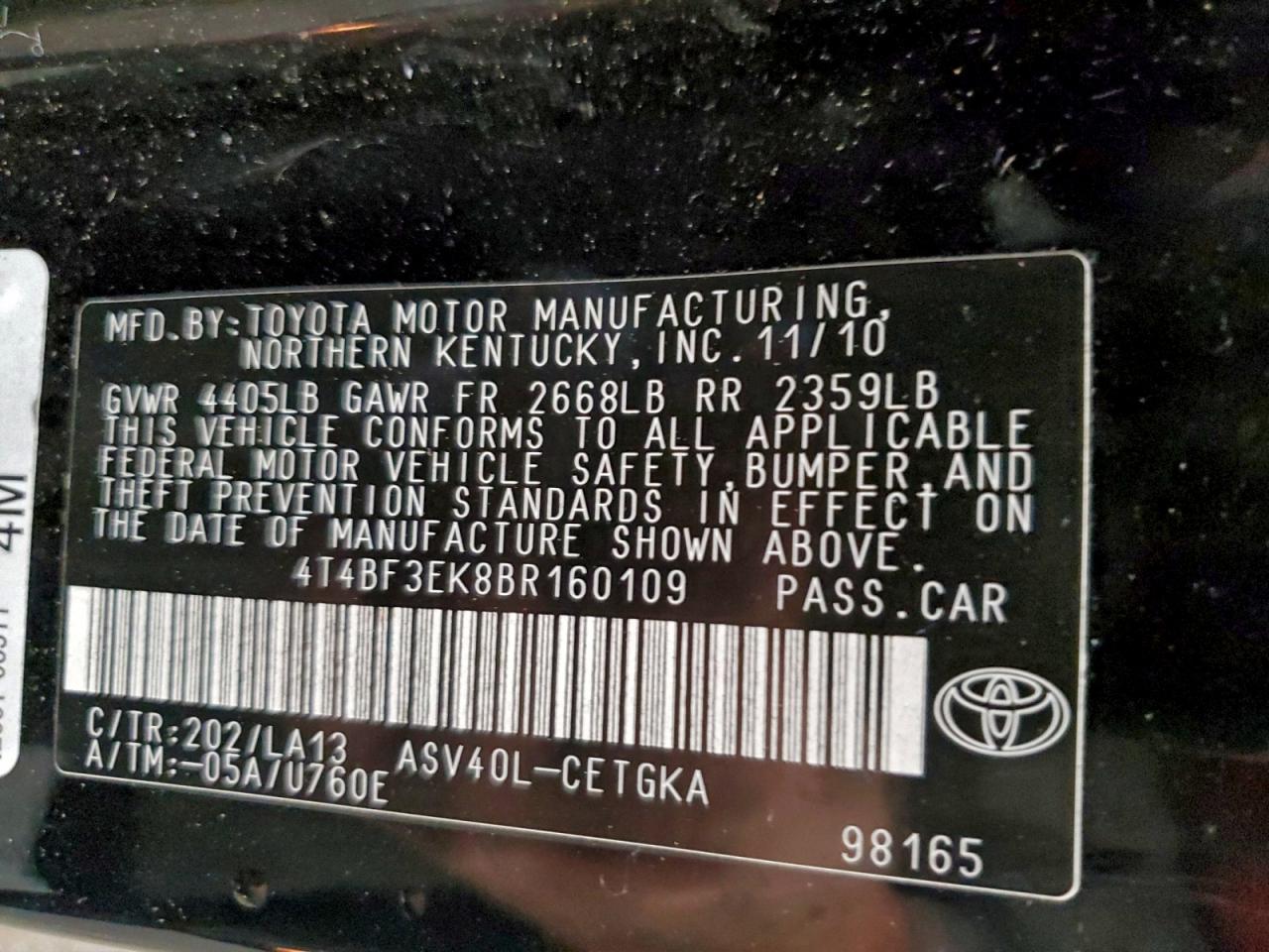 2011 TOYOTA CAMRY