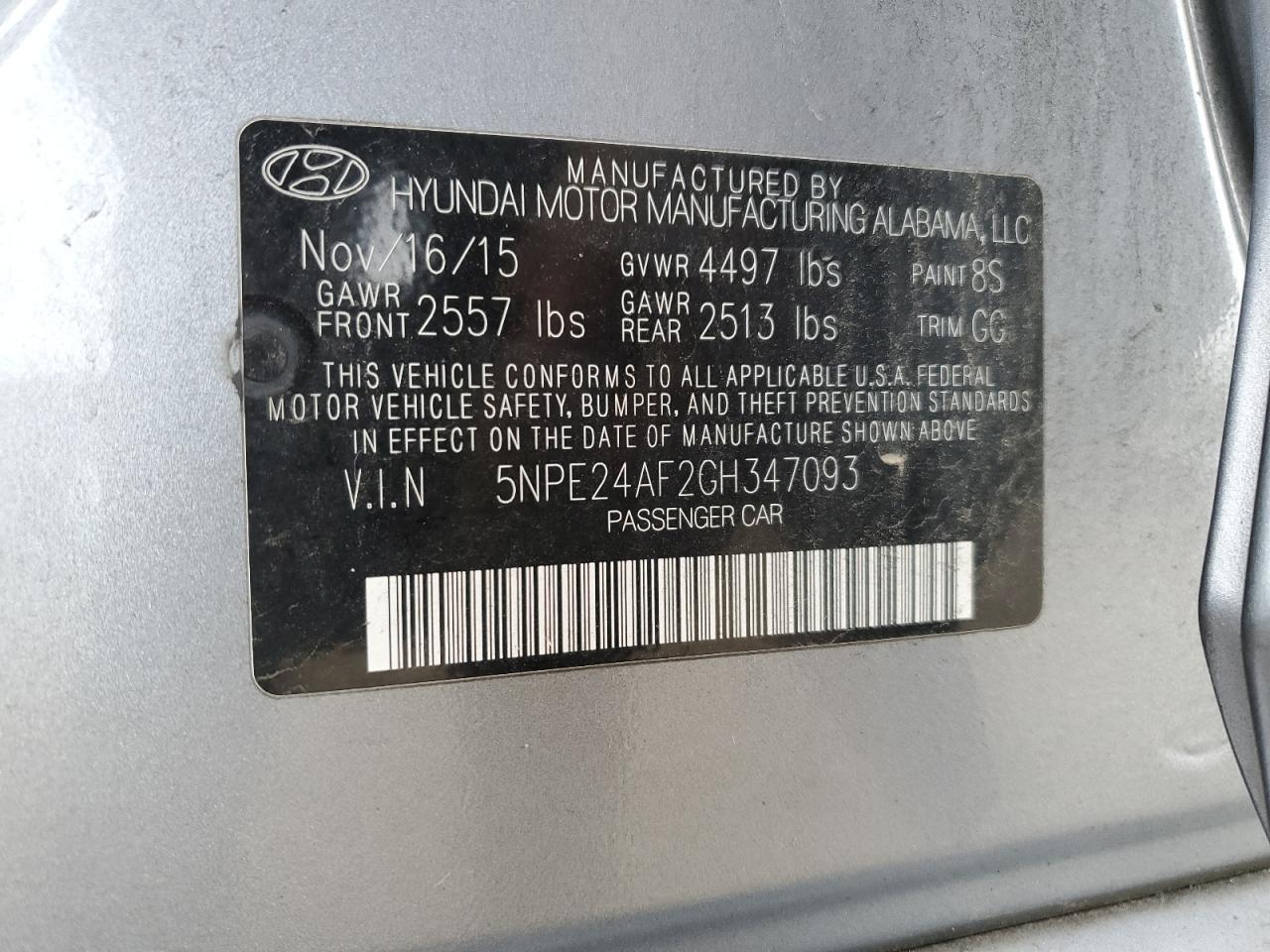 2016 HYUNDAI SONATA