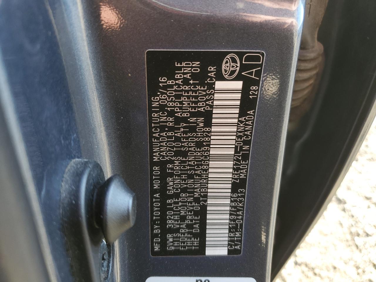 2016 TOYOTA COROLLA