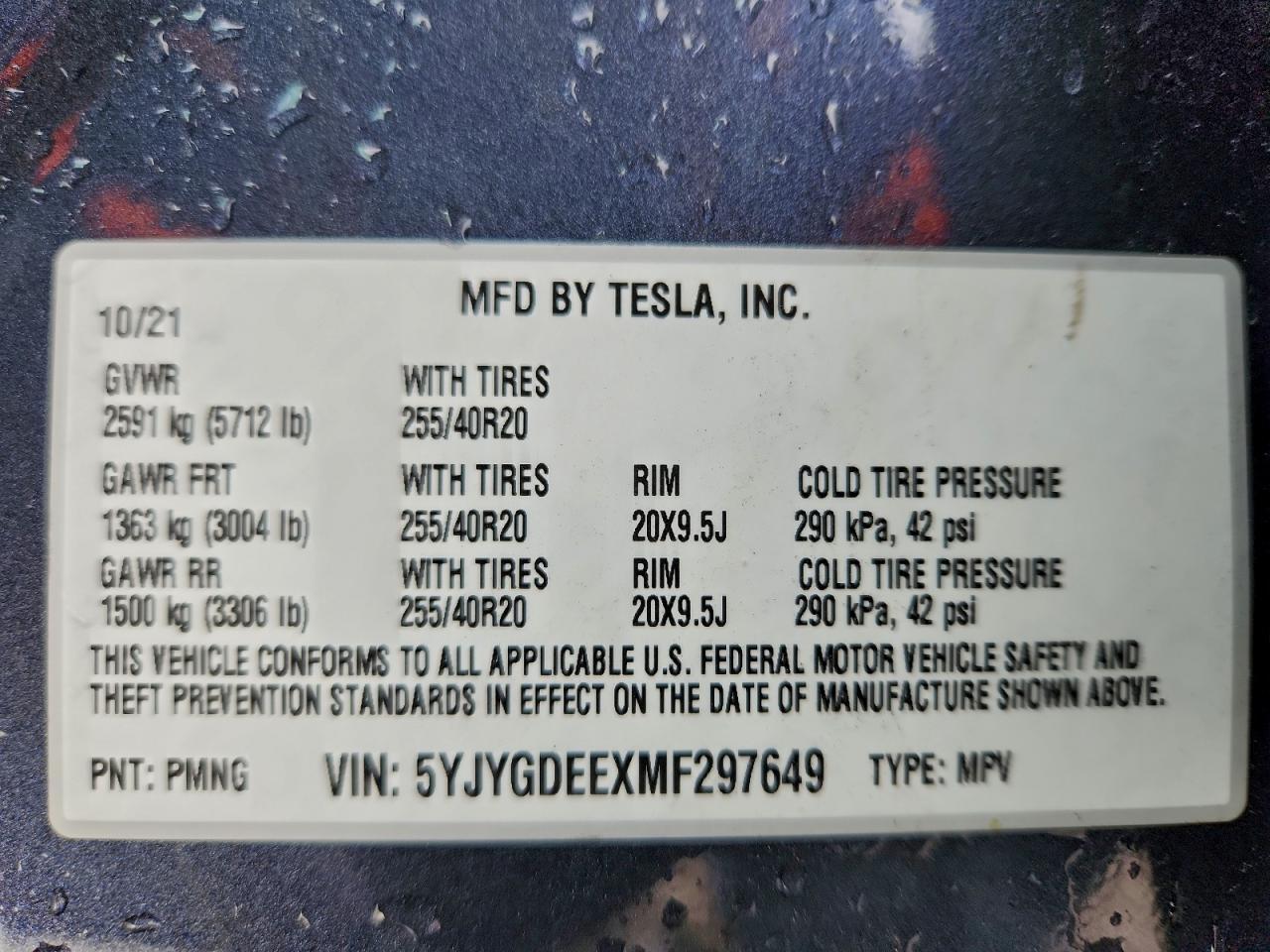 2021 TESLA MODEL Y