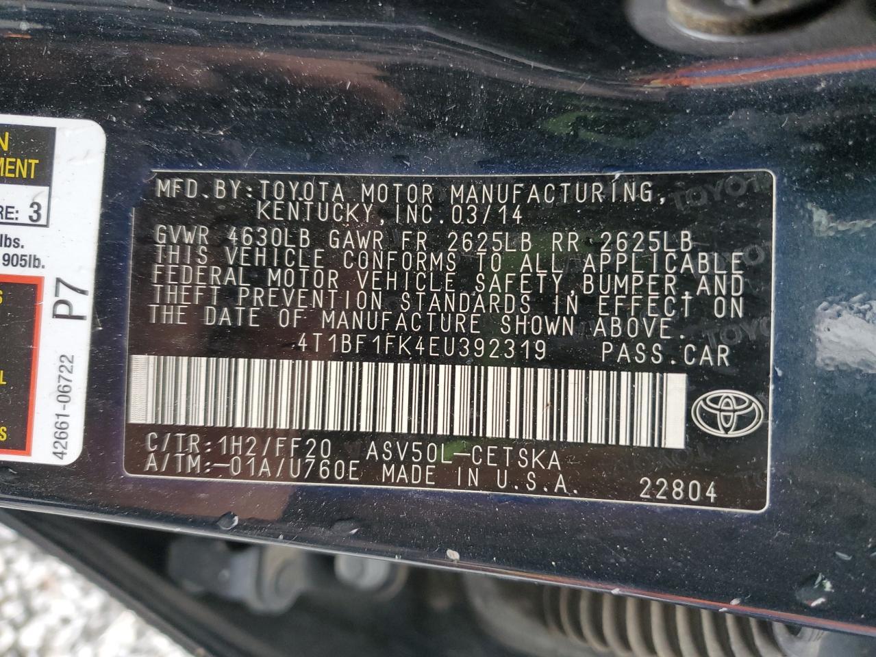 2014 TOYOTA CAMRY