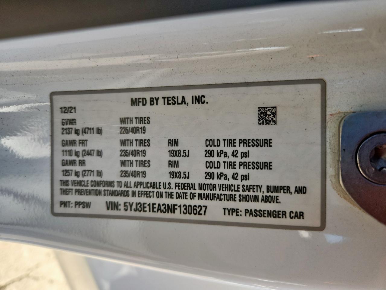 2022 TESLA MODEL 3