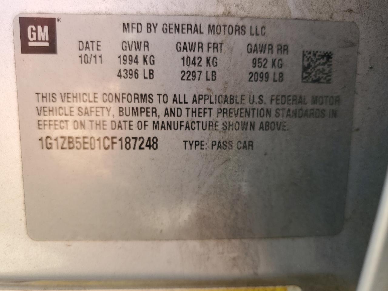 2012 CHEVROLET MALIBU