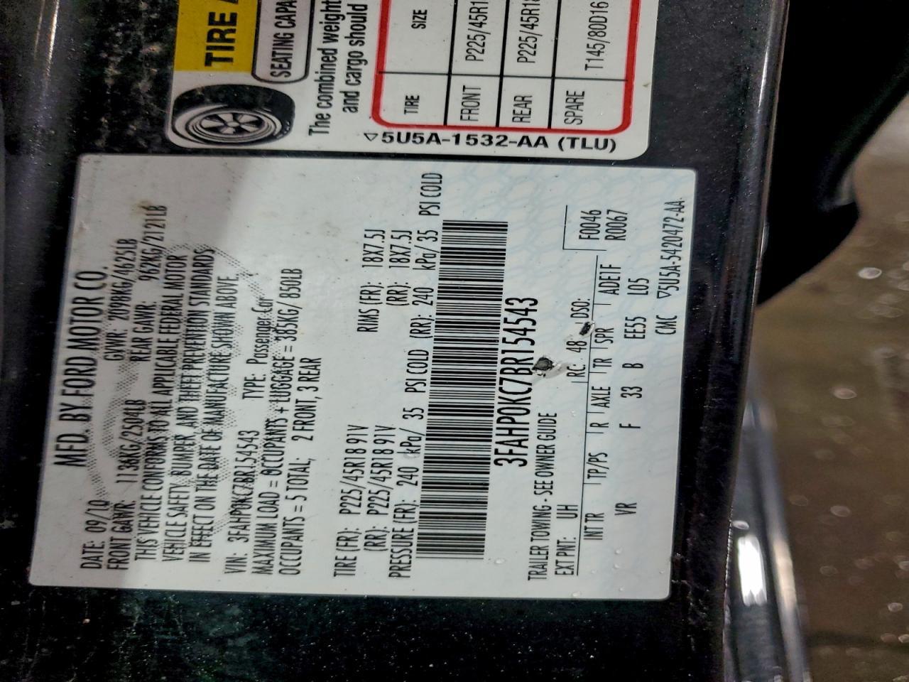 2011 FORD FUSION