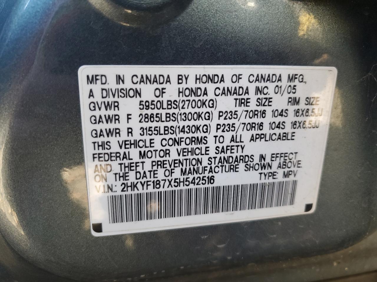 2005 HONDA PILOT