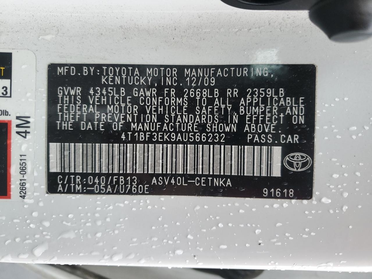 2010 TOYOTA CAMRY