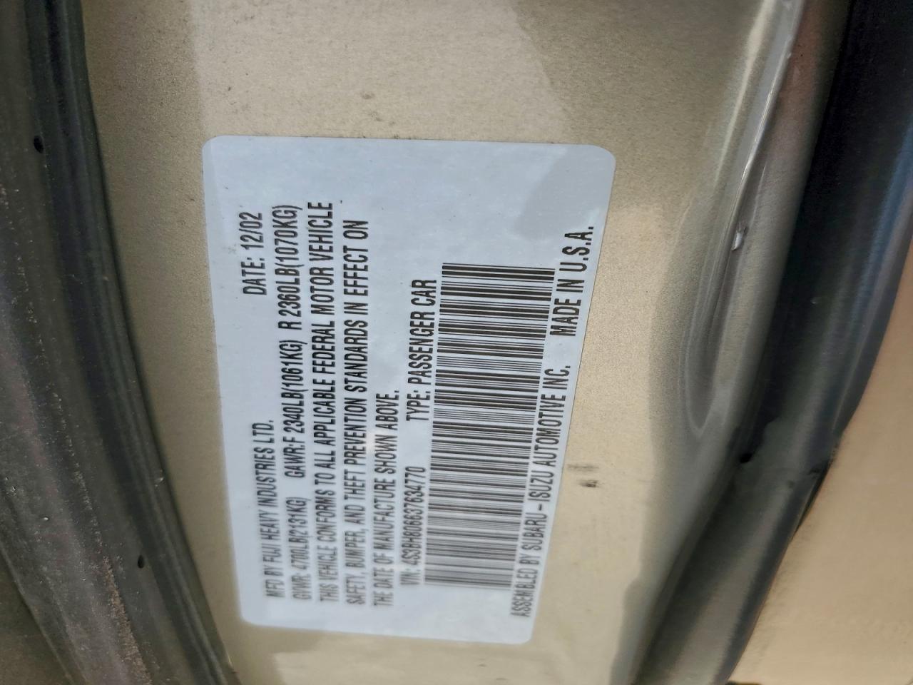 2003 SUBARU Legacy