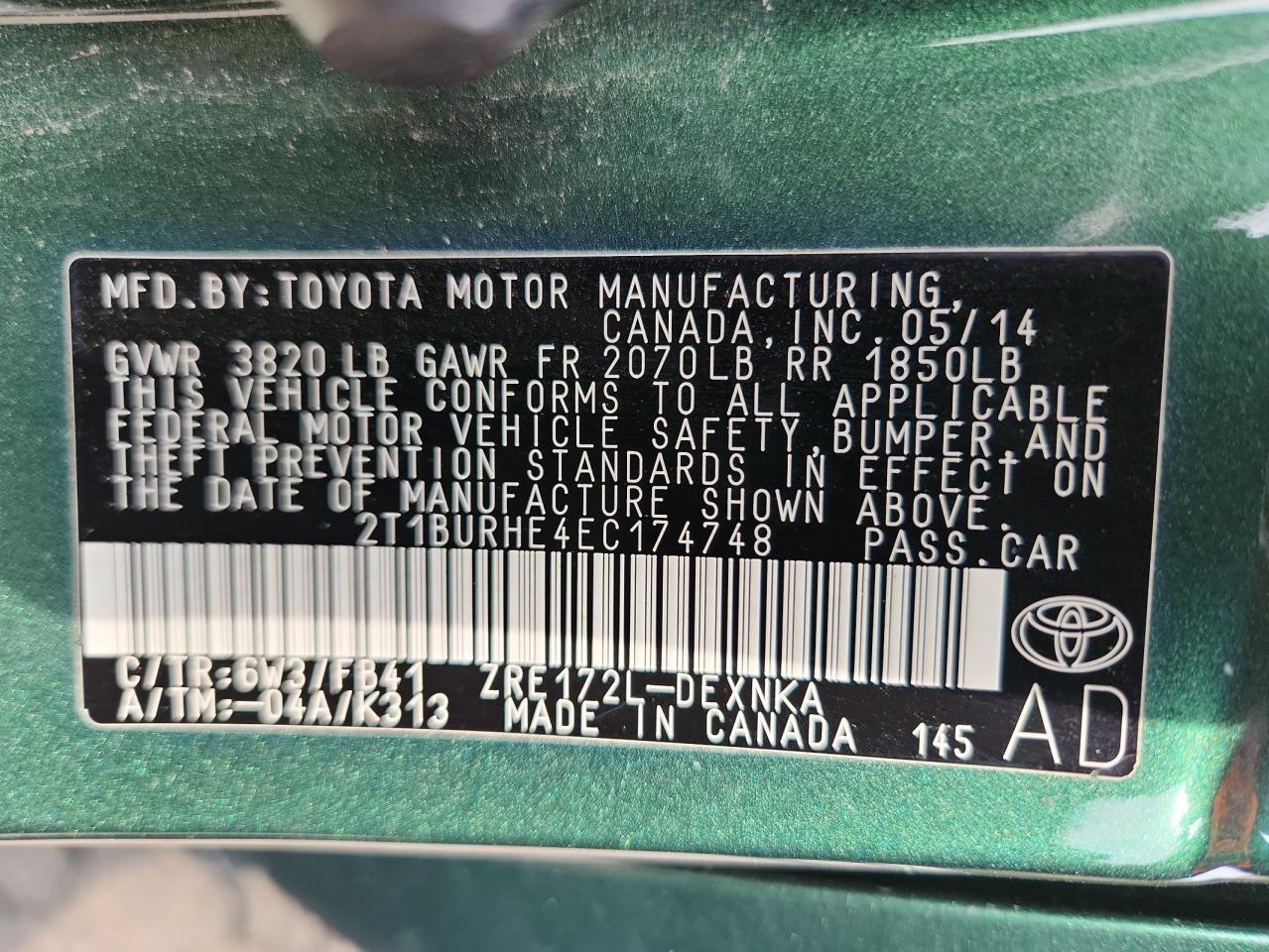 2014 TOYOTA COROLLA