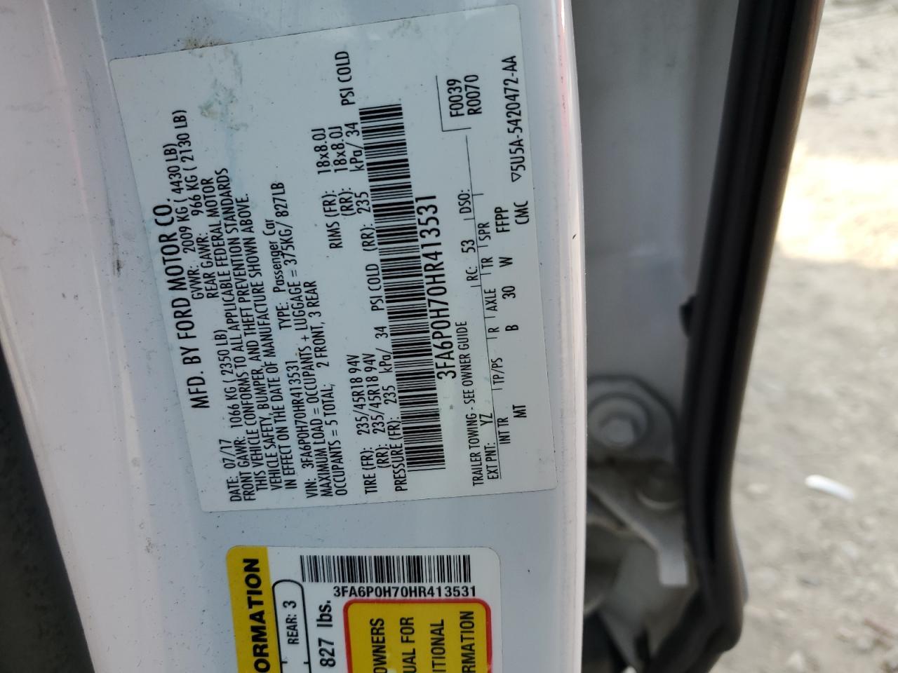 2017 FORD FUSION
