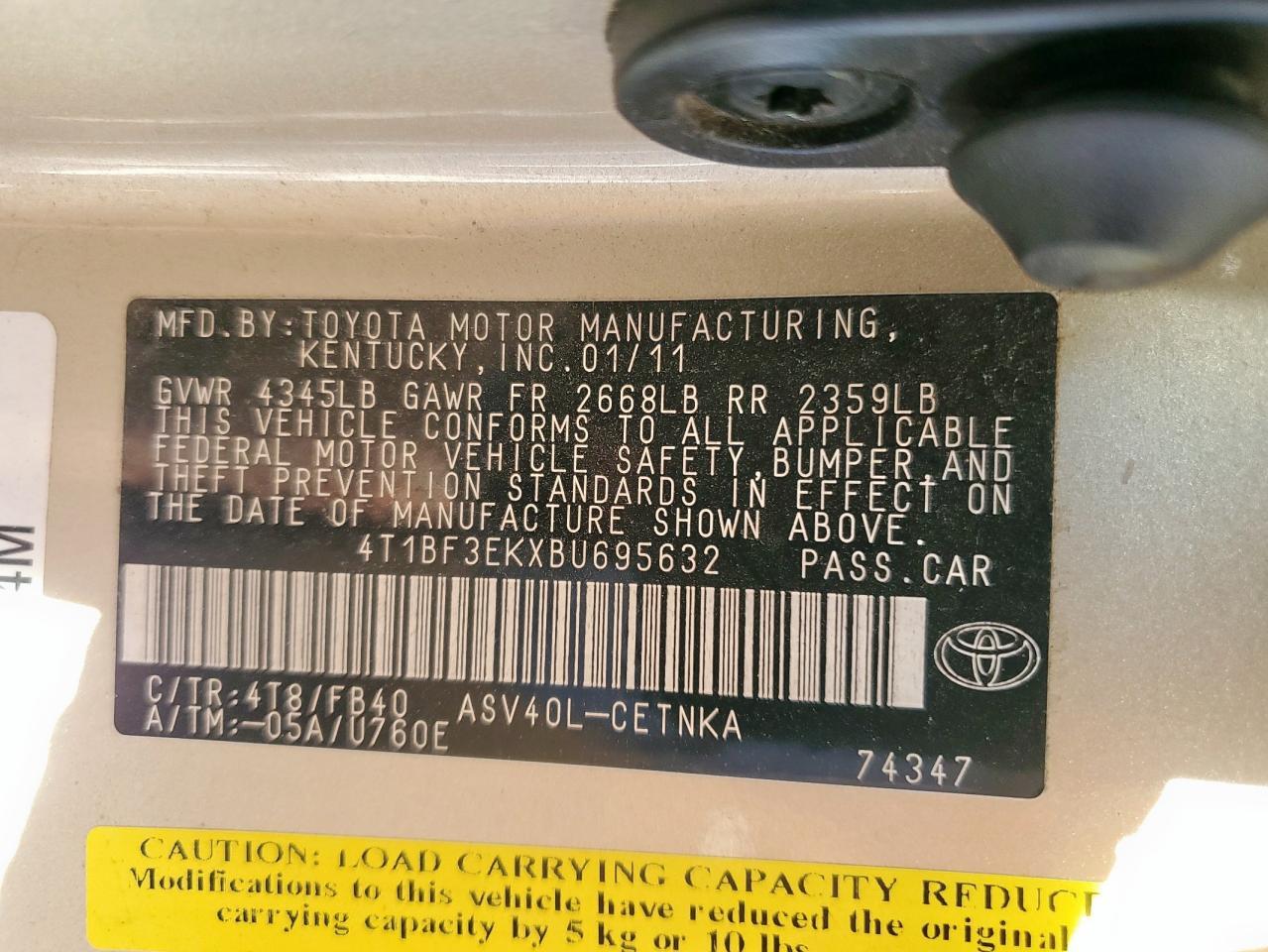 2011 TOYOTA CAMRY